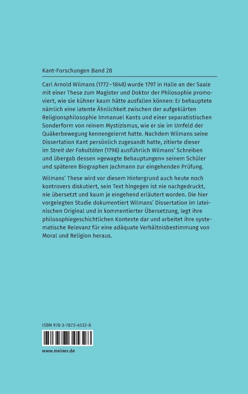 Rückseite: 9783787345328 | Kant als Mystiker? | Christian Rößner | Buch | 280 S. | Deutsch | 2023