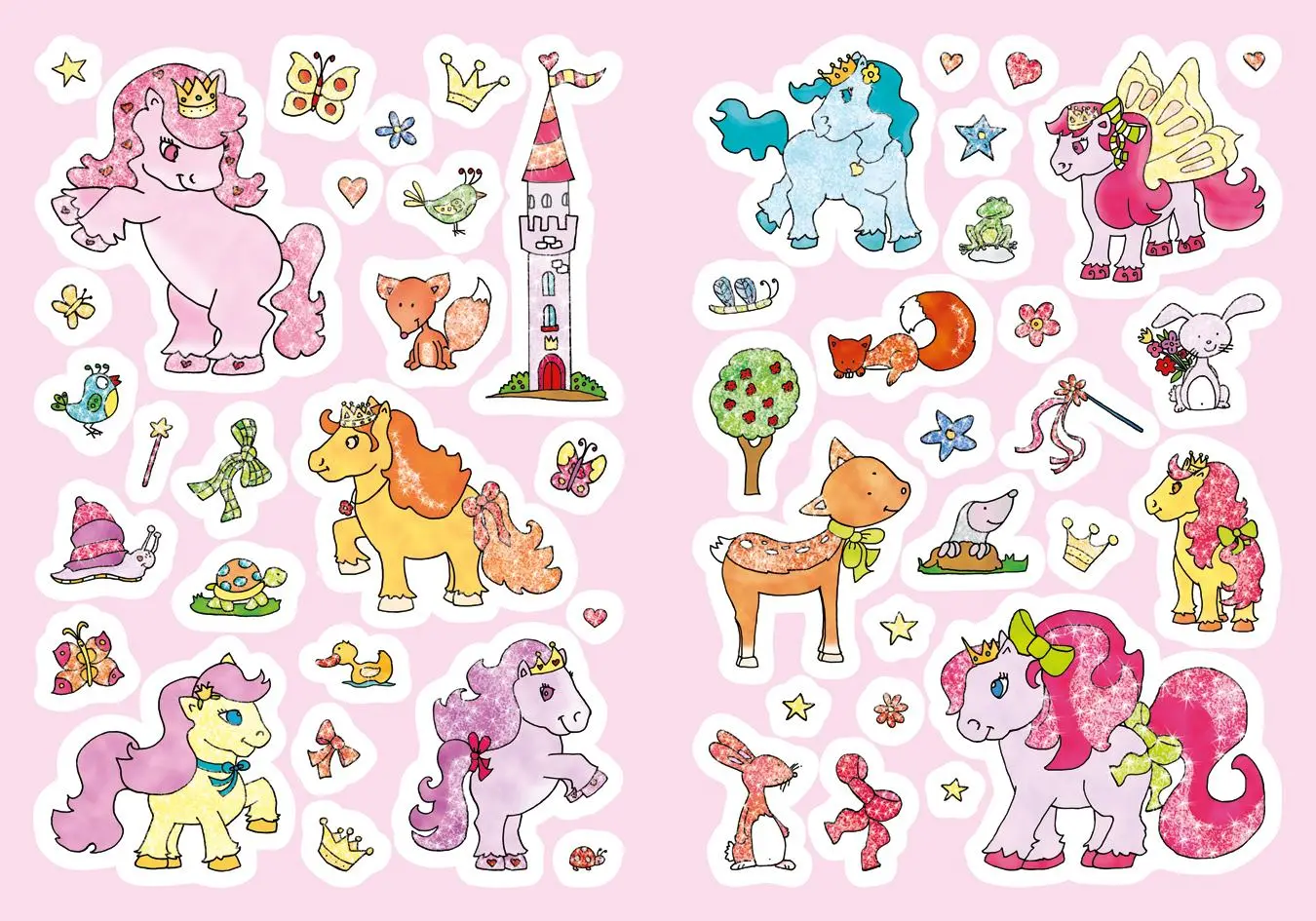 Bild: 9783788645328 | Glitzer-Sticker Malbuch. Zauberponys | Mit 45 glitzernden Stickern