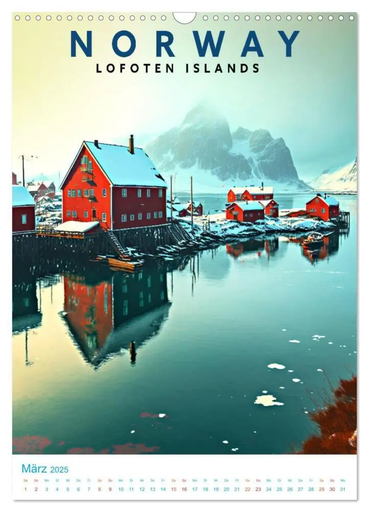 Bild: 9783435885428 | Lofoten - Old School Poster Style (Wandkalender 2025 DIN A3 hoch),...
