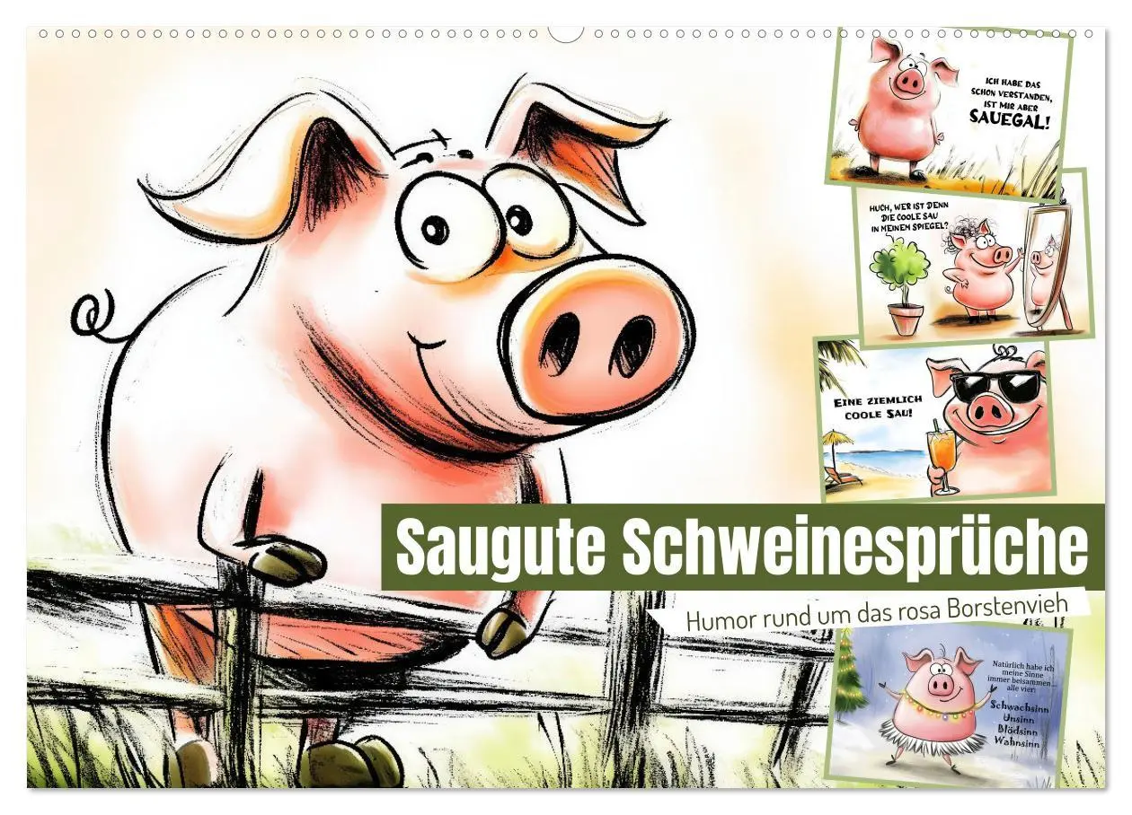 Cover: 9783457285428 | Saugute Schweinesprüche (Wandkalender 2026 DIN A2 quer), CALVENDO...