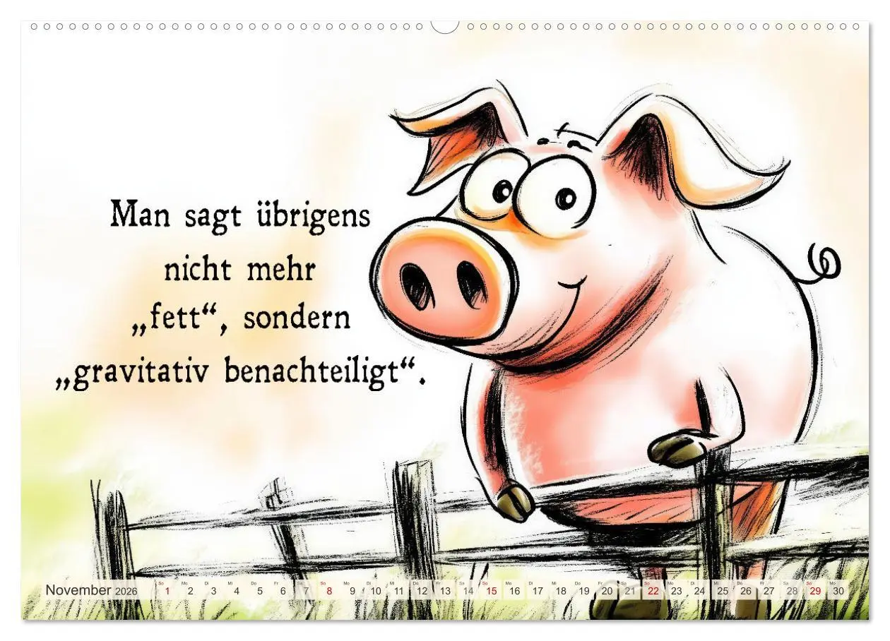 Bild: 9783457285428 | Saugute Schweinesprüche (Wandkalender 2026 DIN A2 quer), CALVENDO...