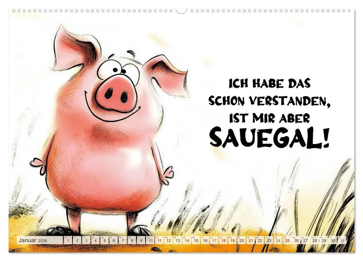 Bild: 9783457285428 | Saugute Schweinesprüche (Wandkalender 2026 DIN A2 quer), CALVENDO...