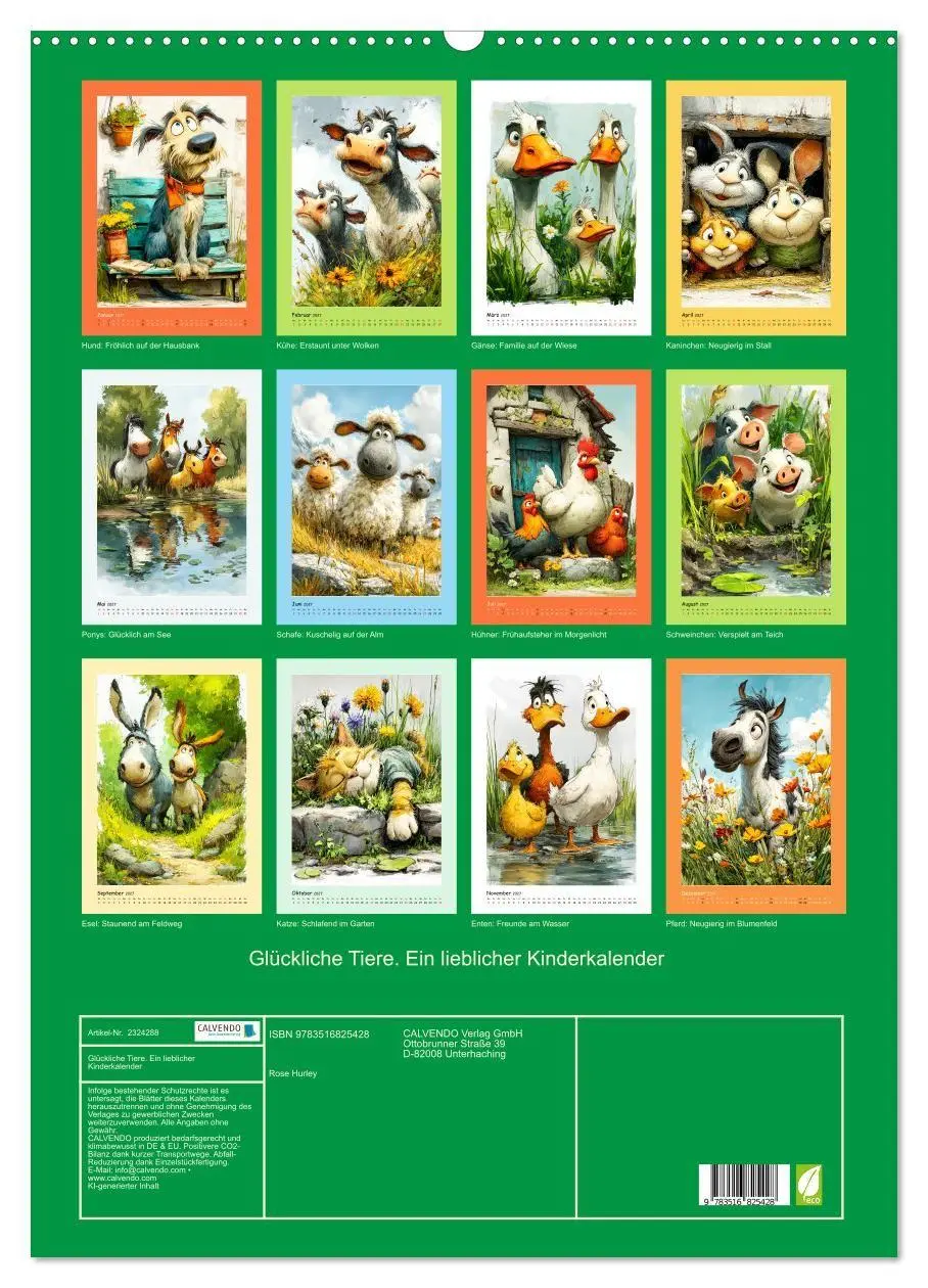 Bild: 9783516825428 | Glückliche Tiere. Ein lieblicher Kinderkalender (Wandkalender 2027...