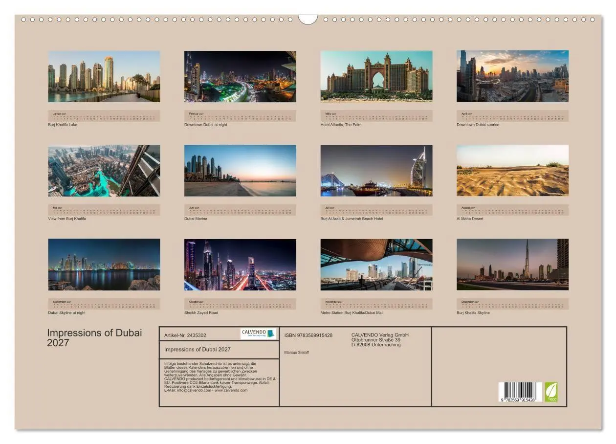 Bild: 9783569915428 | Impressions of Dubai 2027 (Wandkalender 2027 DIN A2 quer), CALVENDO...