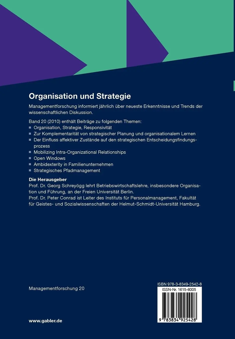 Rückseite: 9783834925428 | Organisation und Strategie | Peter Conrad (u. a.) | Taschenbuch | xii