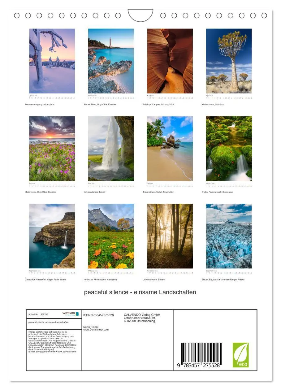 Bild: 9783457275528 | peaceful silence - einsame Landschaften (Wandkalender 2026 DIN A4...
