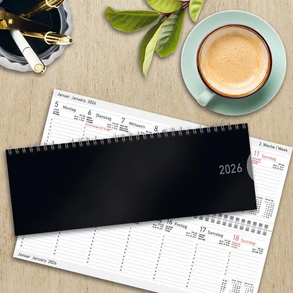 Bild: 9783731885528 | Tischquerkalender Classic Colourlux schwarz 2026 | Verlag Korsch