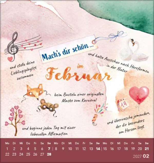 Bild: 9783819305528 | Mach's dir schön 2027 | aufstellbarer Postkartenkalender | Korsch