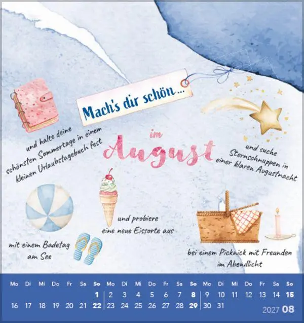 Bild: 9783819305528 | Mach's dir schön 2027 | aufstellbarer Postkartenkalender | Korsch