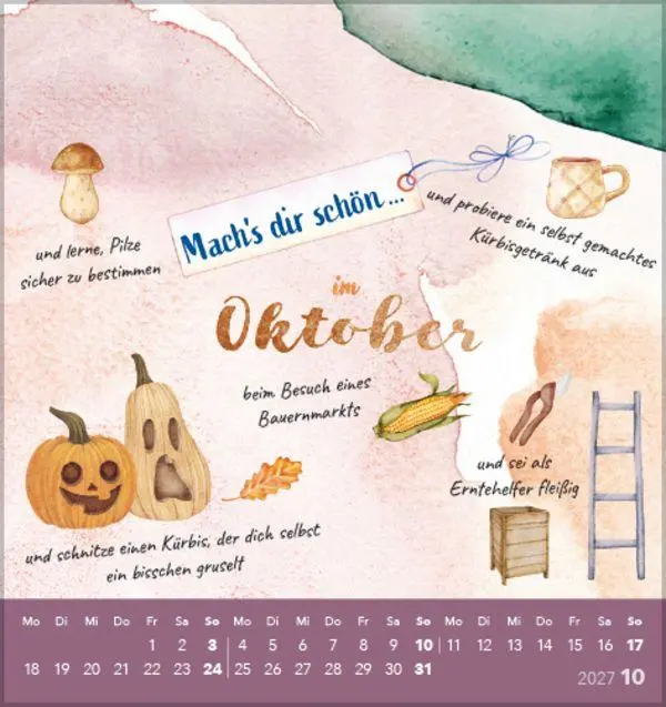 Bild: 9783819305528 | Mach's dir schön 2027 | aufstellbarer Postkartenkalender | Korsch