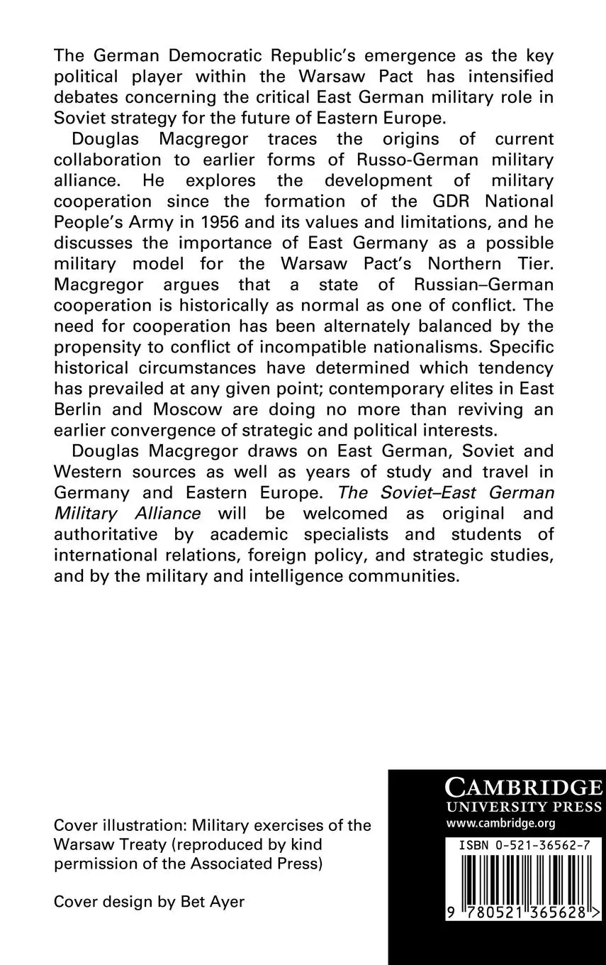 Rückseite: 9780521365628 | The Soviet-East German Military Alliance | Macgregor (u. a.) | Buch