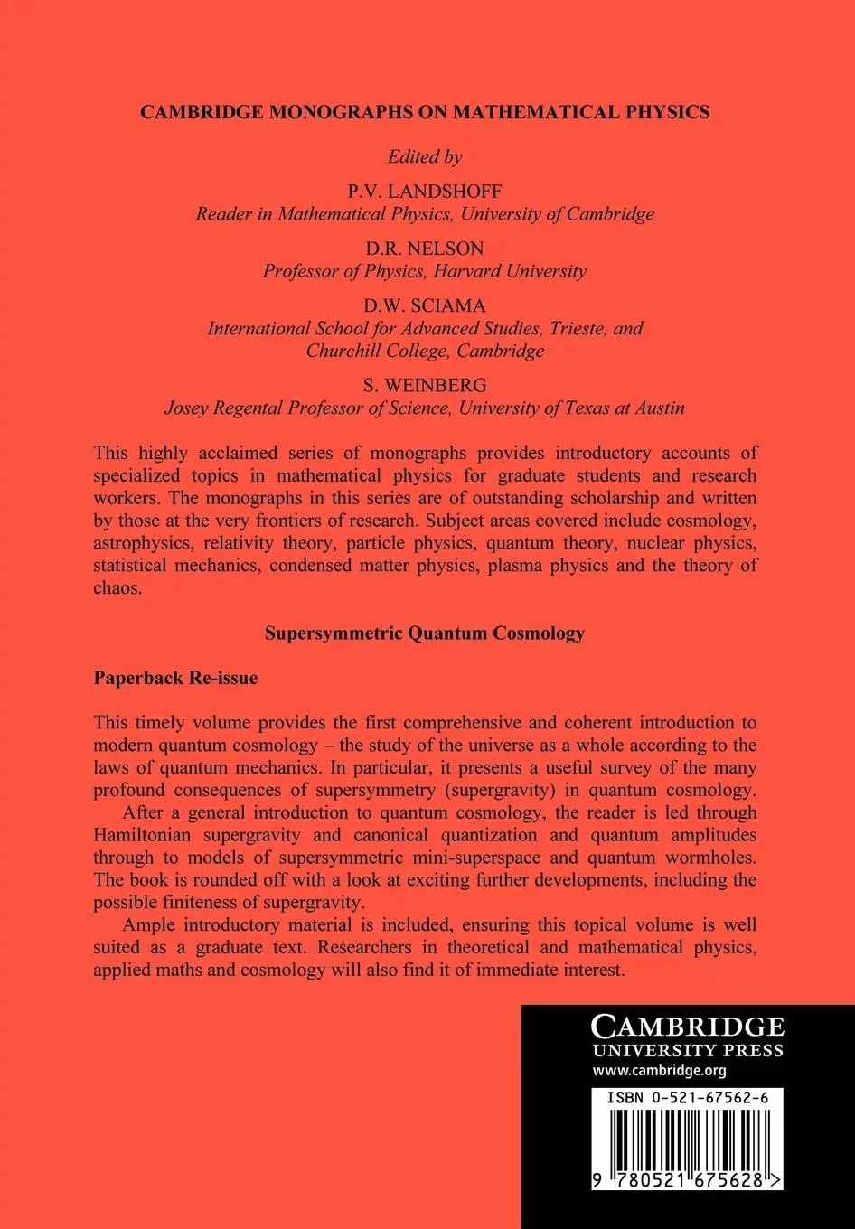 Rückseite: 9780521675628 | Supersymmetric Quantum Cosmology | Peter D. D'Eath (u. a.) | Buch