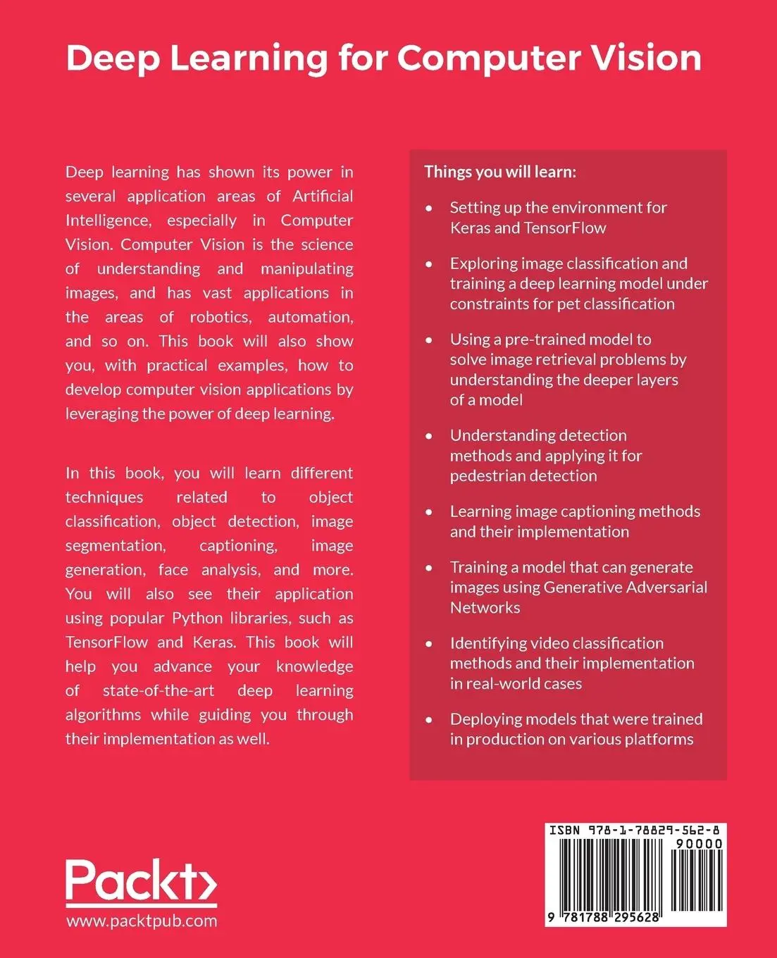 Rückseite: 9781788295628 | Deep Learning for Computer Vision | Rajalingappaa Shanmugamani | Buch