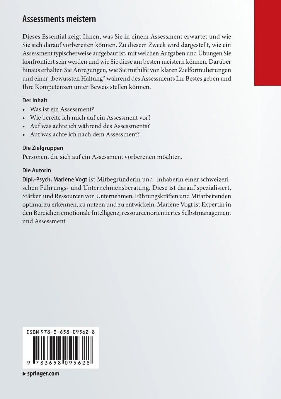 Rückseite: 9783658095628 | Assessments meistern | Wie bereite ich mich auf ein Assessment vor?