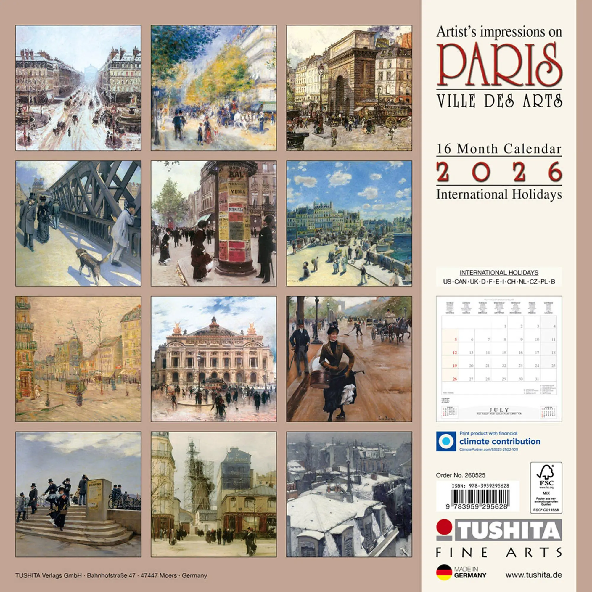 Rückseite: 9783959295628 | Paris - Ville des Arts 2026 | Kalender 2026 | Kalender | 28 S. | 2026