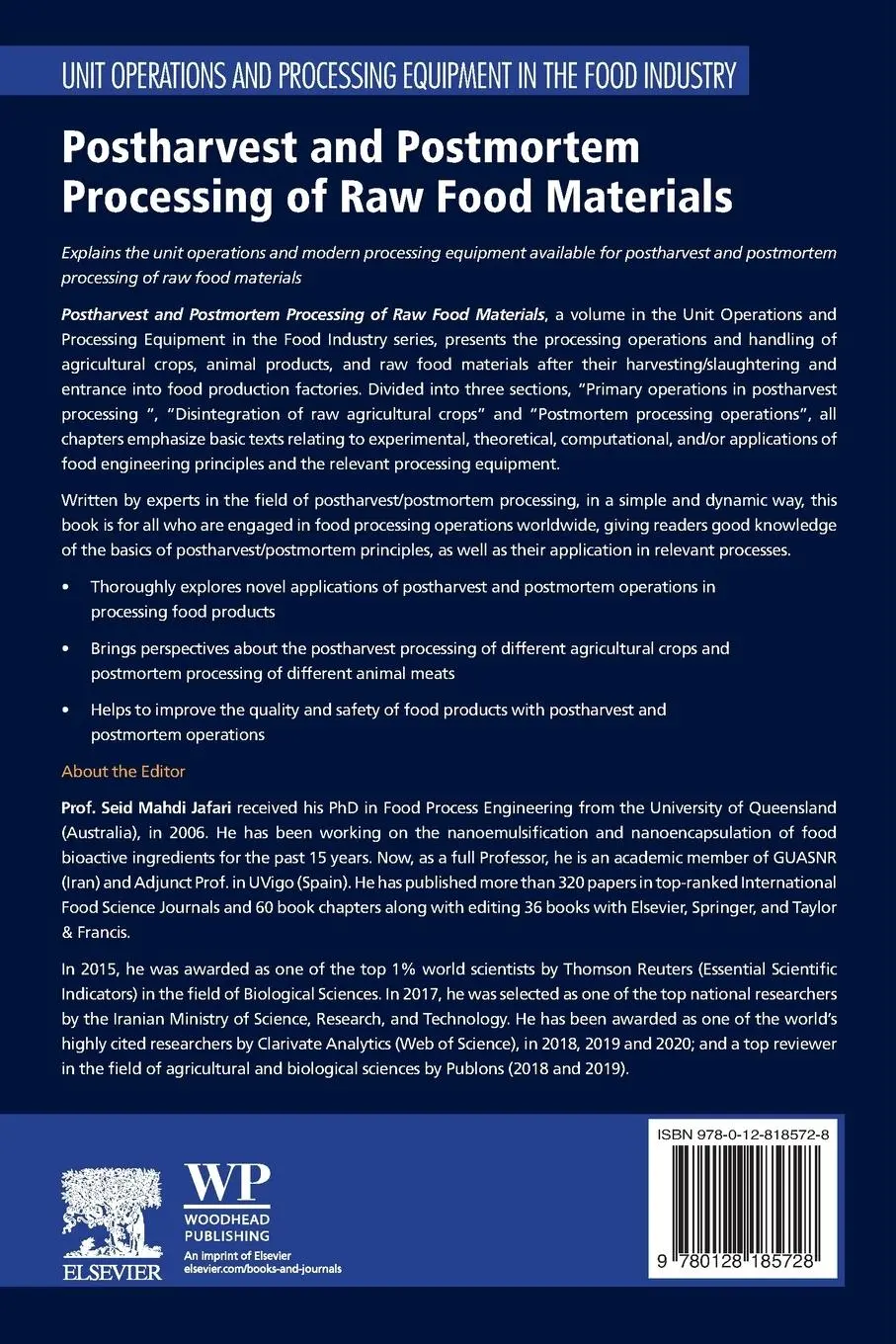Rückseite: 9780128185728 | Postharvest and Postmortem Processing of Raw Food Materials | Jafari