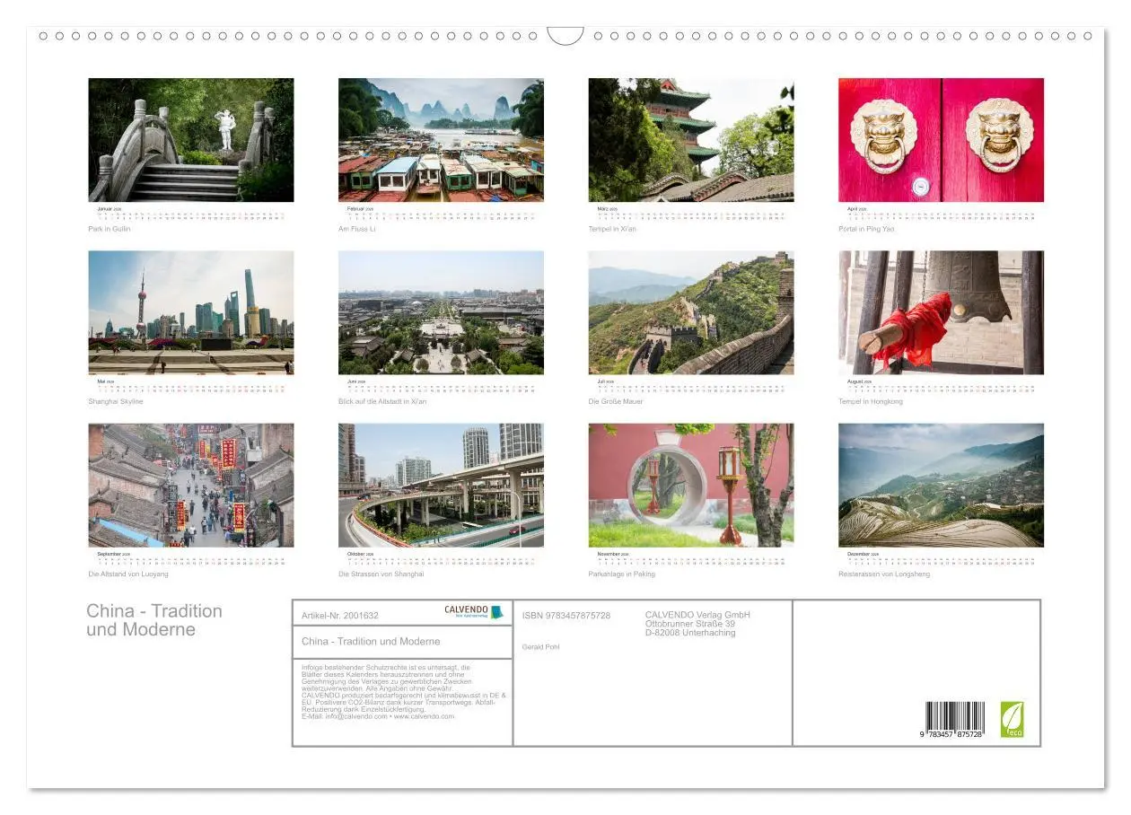 Bild: 9783457875728 | China - Tradition und Moderne (Wandkalender 2026 DIN A2 quer),...