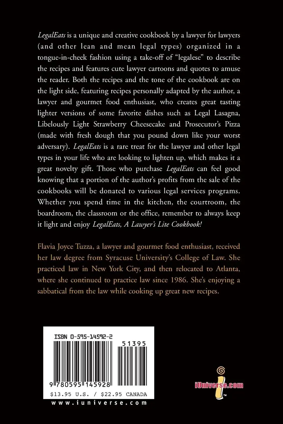 Rückseite: 9780595145928 | LegalEats | A Lawyer's Lite Cookbook | Flavia Joyce Tuzza | Buch