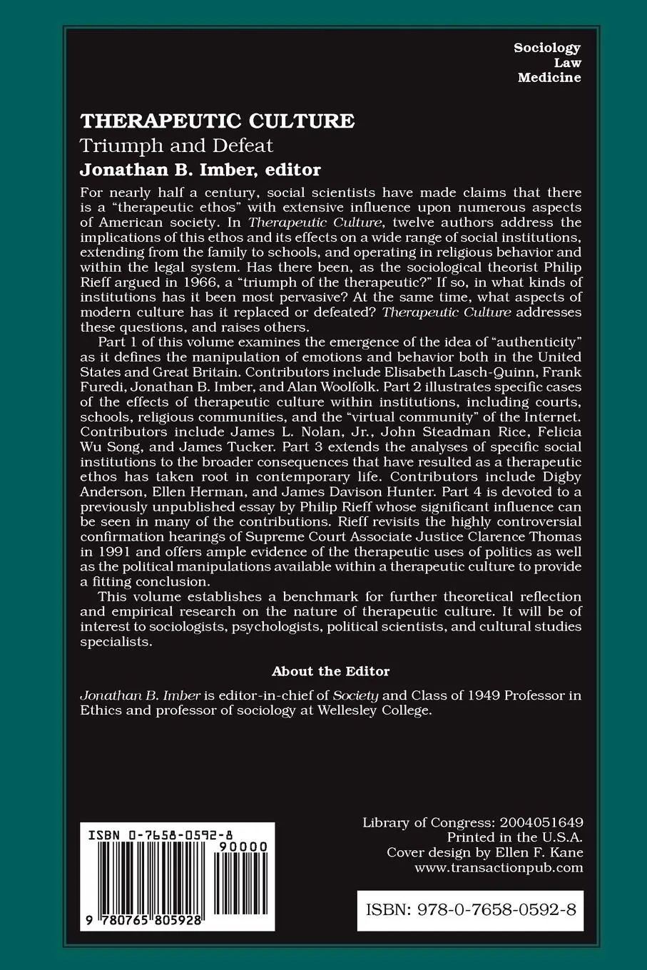 Rückseite: 9780765805928 | Therapeutic Culture | Triumph and Defeat | Donileen Loseke | Buch