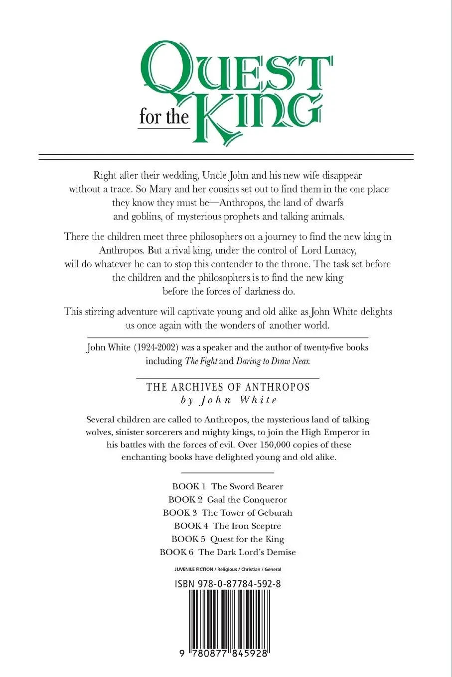 Rückseite: 9780877845928 | Quest for the King | John White | Taschenbuch | Englisch | 1995 | IVP