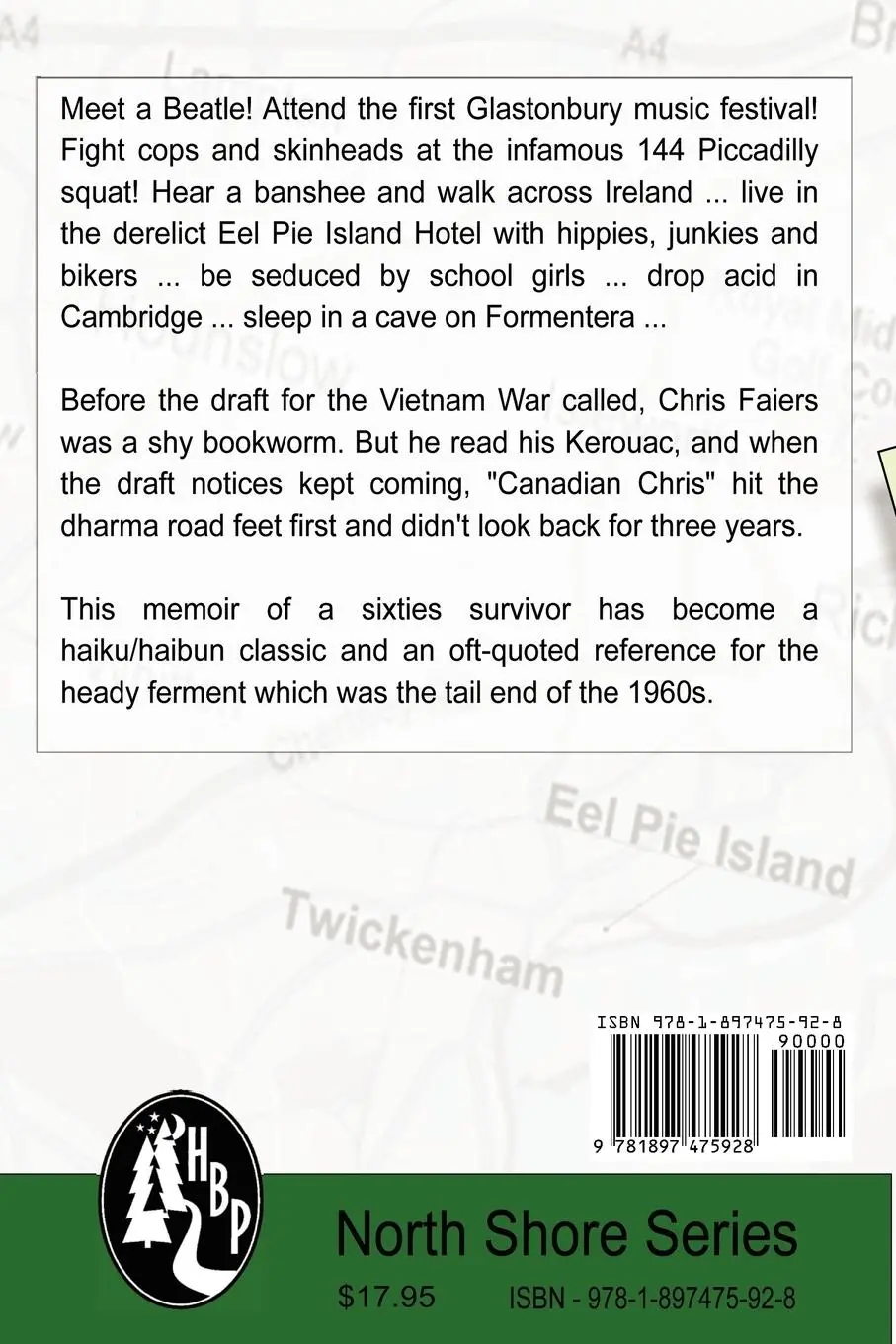 Rückseite: 9781897475928 | Eel Pie Island Dharma | A Hippie Memoir/Haibun | Chris Faiers | Buch