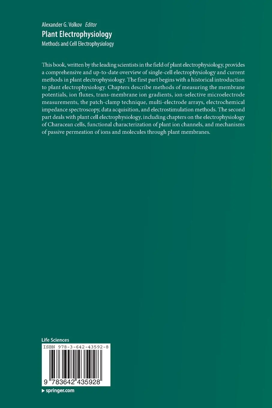 Rückseite: 9783642435928 | Plant Electrophysiology | Methods and Cell Electrophysiology | Volkov