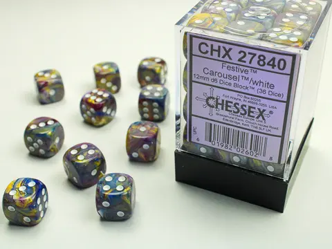 Cover: 601982026028 | Festive® 12mm d6 Carousel™/white Dice Block™ (36 dice) | deutsch