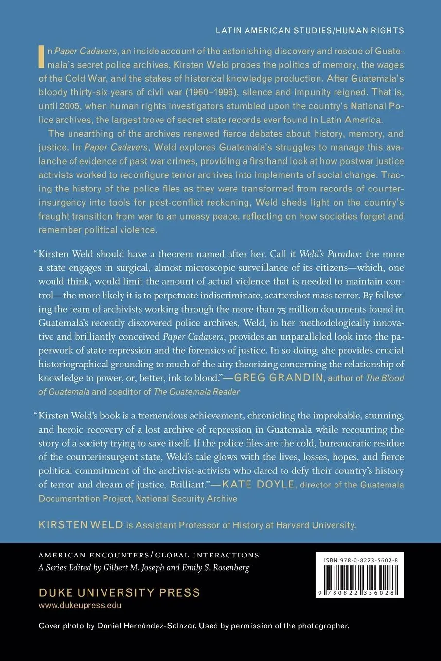 Rückseite: 9780822356028 | Paper Cadavers | The Archives of Dictatorship in Guatemala | Weld