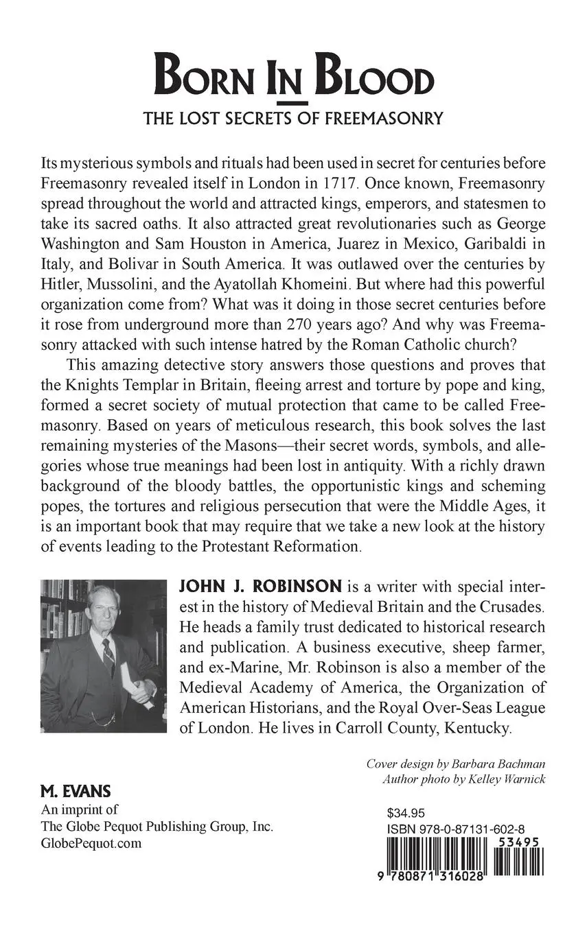 Rückseite: 9780871316028 | Born in Blood | The Lost Secrets of Freemasonry | John J Robinson