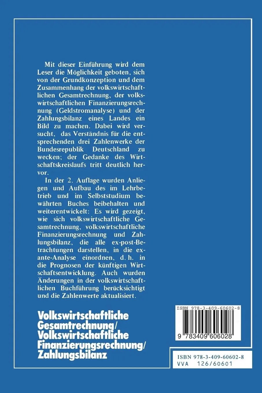 Rückseite: 9783409606028 | Volkswirtschaftliche Gesamtrechnung - Volkswirtschaftliche...