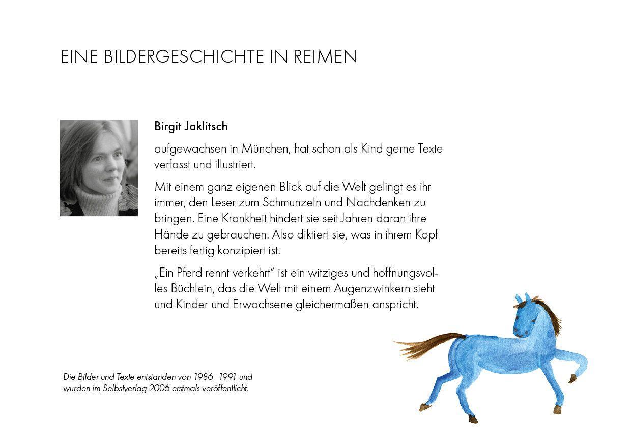 Bild: 9783948576028 | Ein Pferd rennt verkehrt | Eine Bildergeschichte in Reimen | Jaklitsch