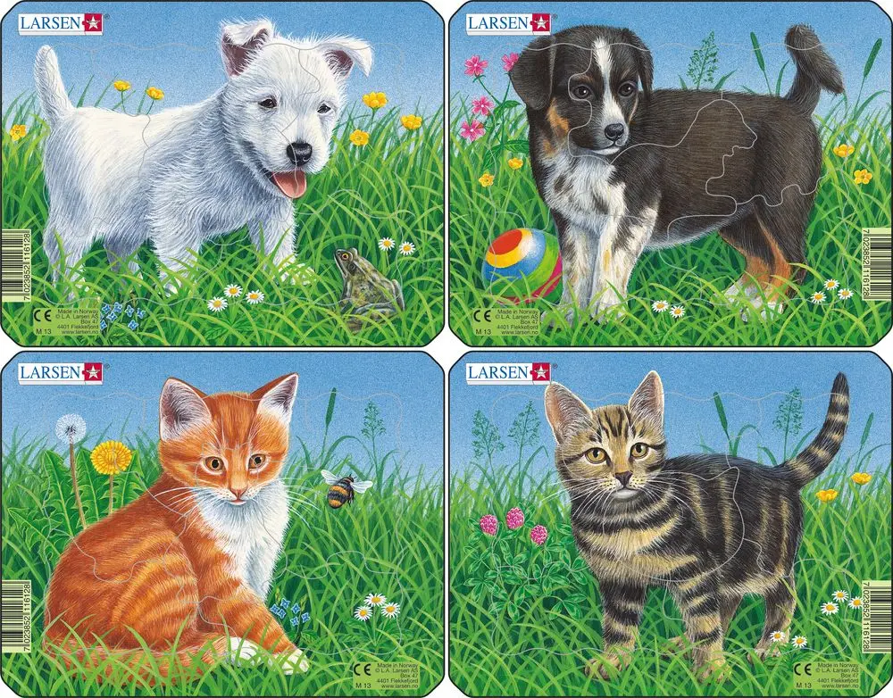 Cover: 7023852116128 | Puzzle - Hunde + Katzen (4er-Set Mini) | Puzzle | 2015 | Larsen