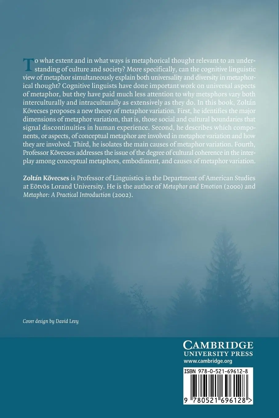 Rückseite: 9780521696128 | Metaphor in Culture | Universality and Variation | Zoltan Kovecses