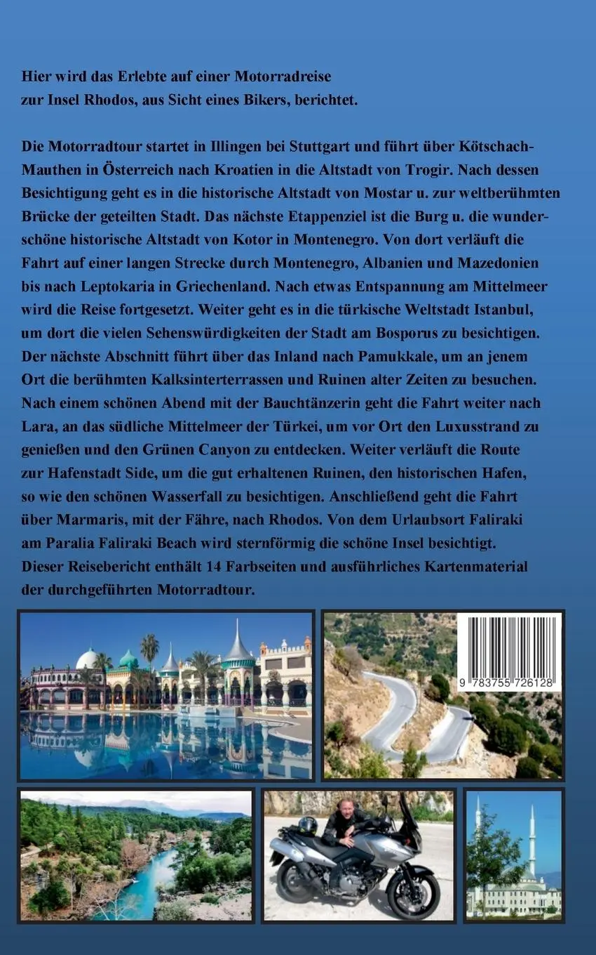 Rückseite: 9783755726128 | Motorradreise zur Insel Rhodos | Wolfgang Pade | Taschenbuch | 108 S.