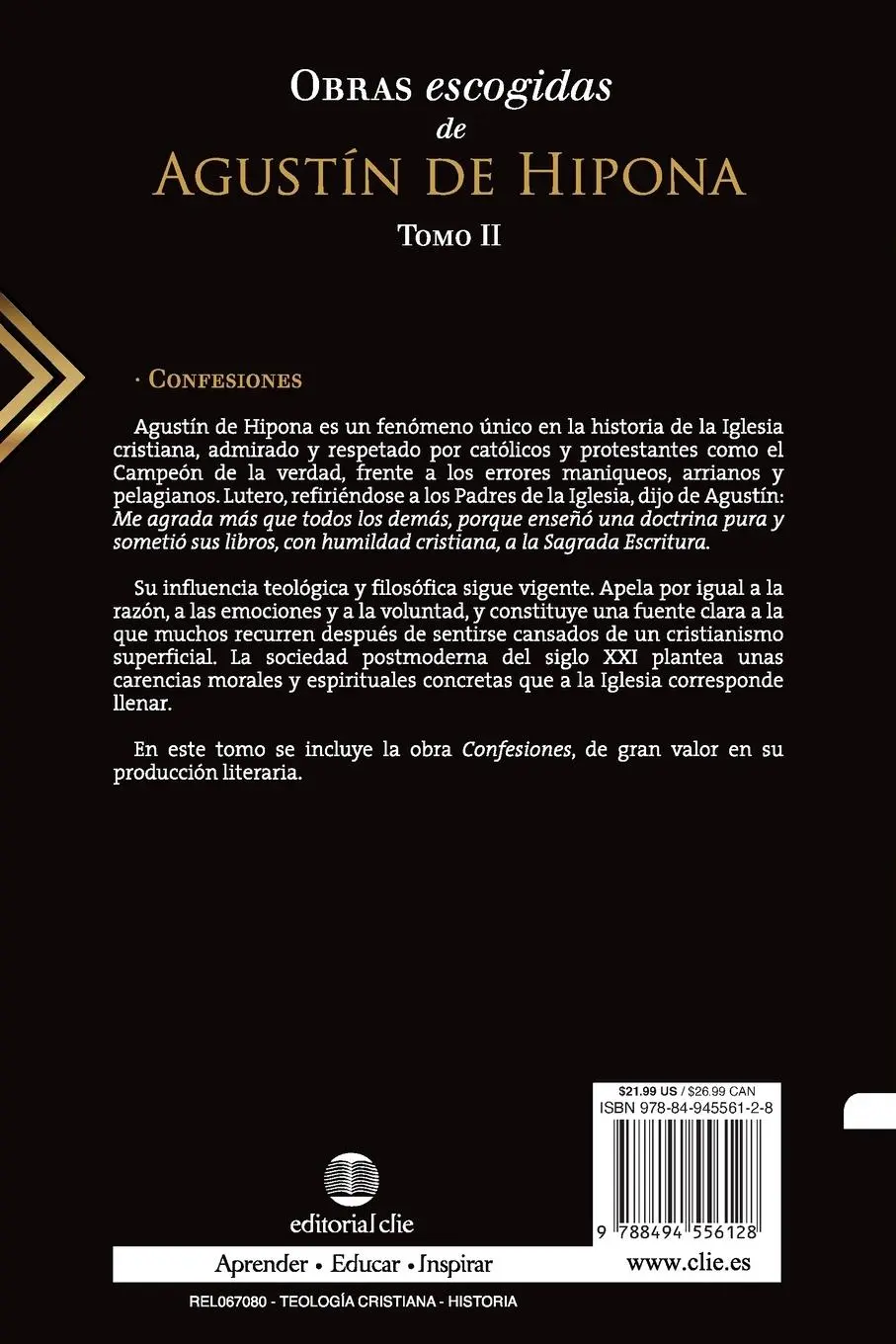Rückseite: 9788494556128 | El Obras escogidas de August¿¿n de Hipona, Tomo 2 | Confesiones | Buch