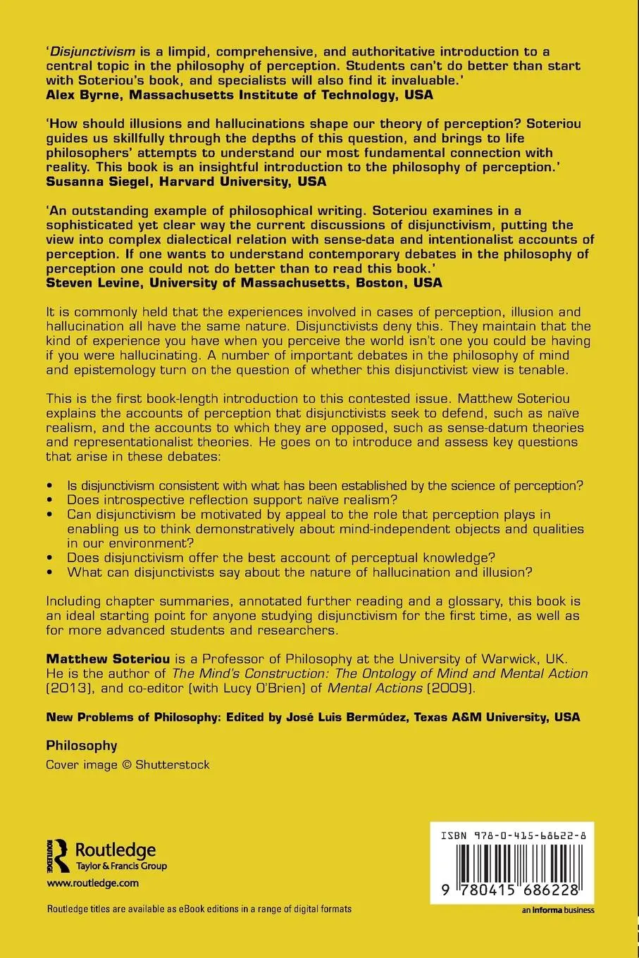 Rückseite: 9780415686228 | Disjunctivism | Matthew Soteriou | Taschenbuch | Englisch | 2016