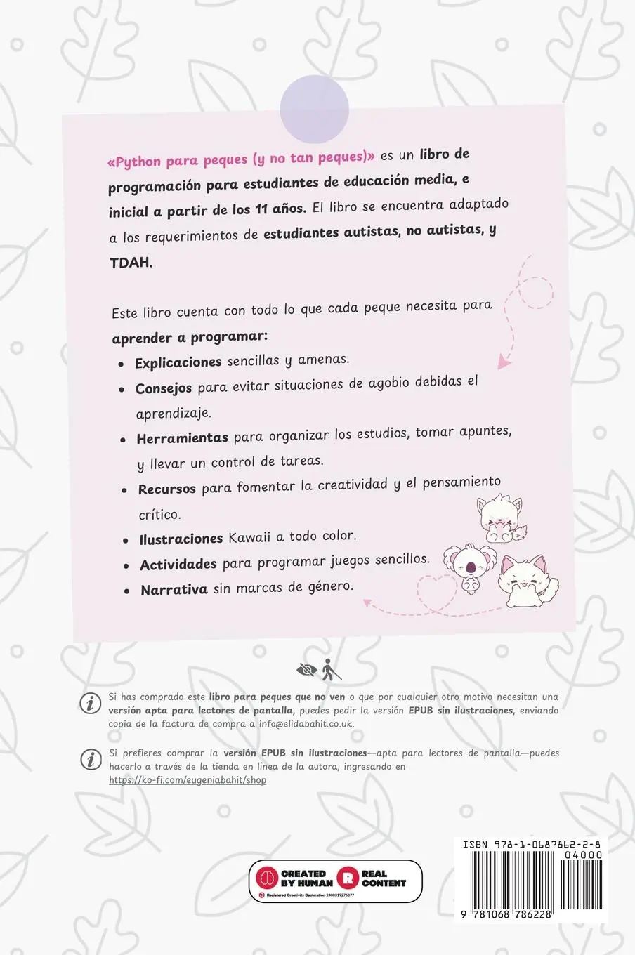 Rückseite: 9781068786228 | Python para peques | y no tan peques | Eugenia Bahit | Buch | Spanisch