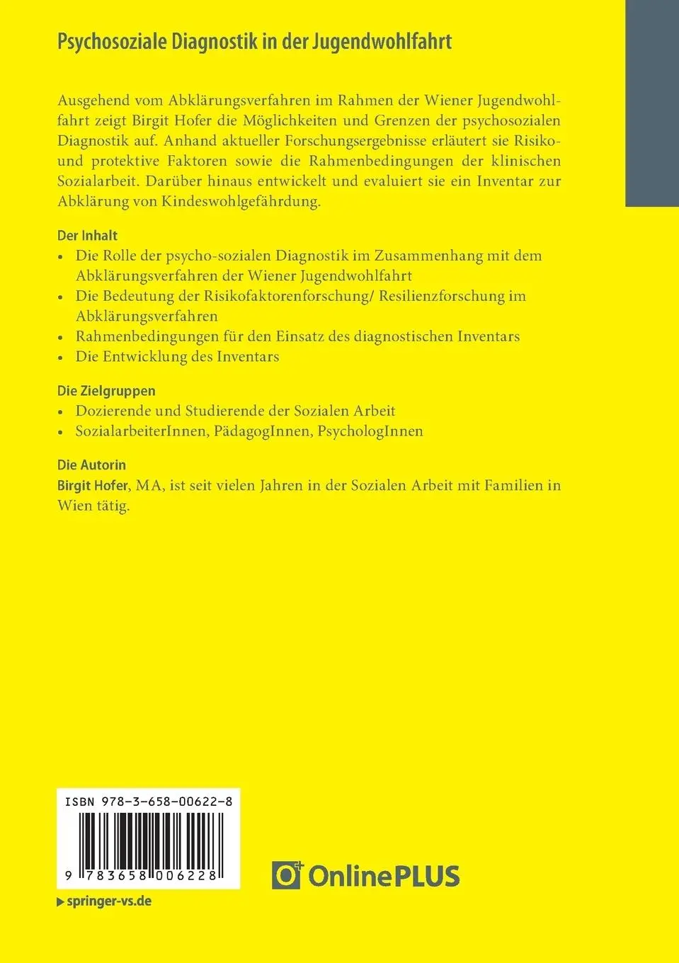 Rückseite: 9783658006228 | Psychosoziale Diagnostik in der Jugendwohlfahrt | Birgit Hofer | Buch