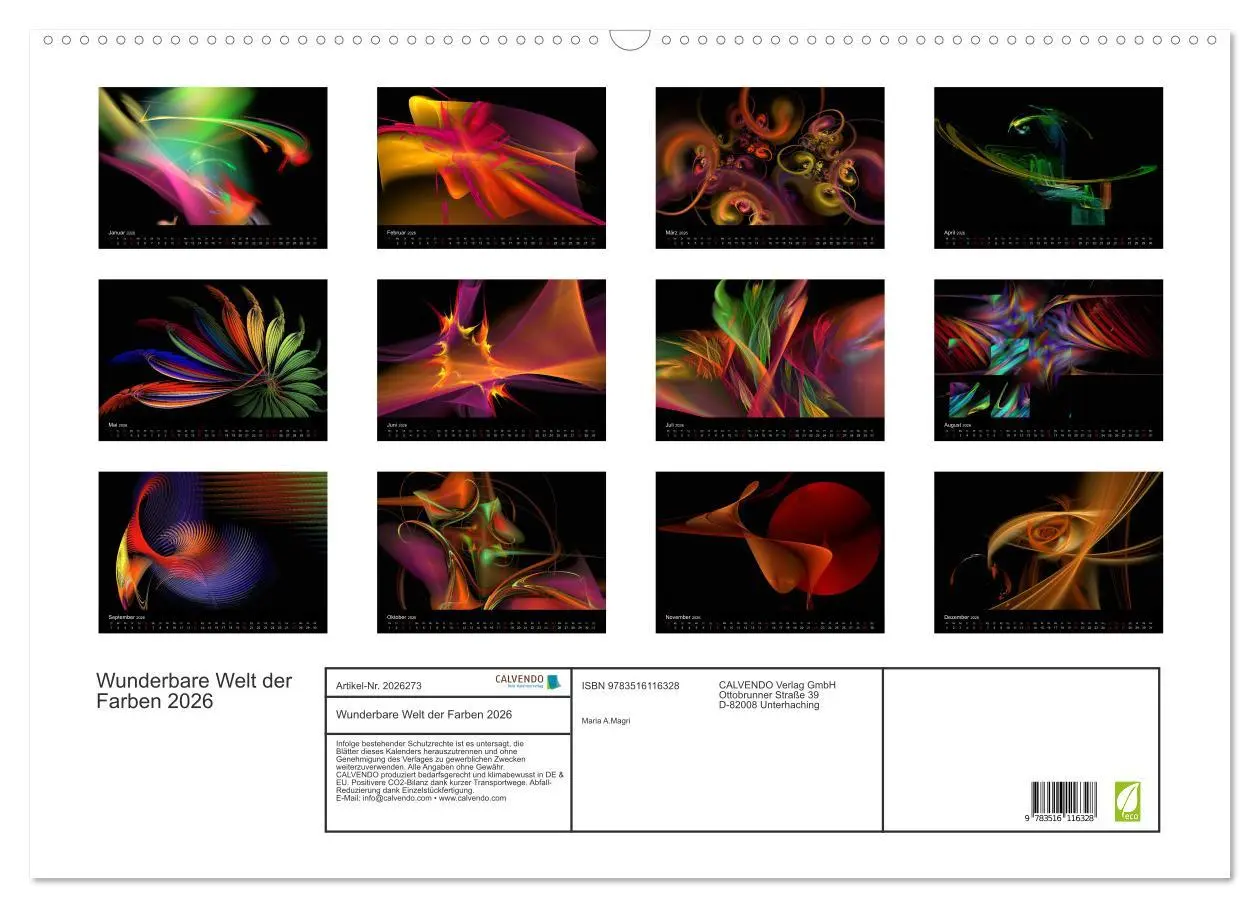 Bild: 9783516116328 | Wunderbare Welt der Farben 2026 (Wandkalender 2026 DIN A2 quer),...