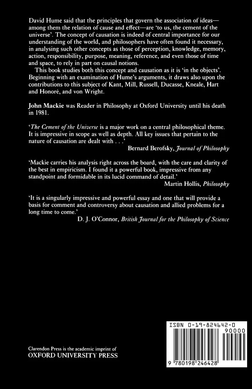 Rückseite: 9780198246428 | The Cement of the Universe | A Study of Causation | Mackie (u. a.)