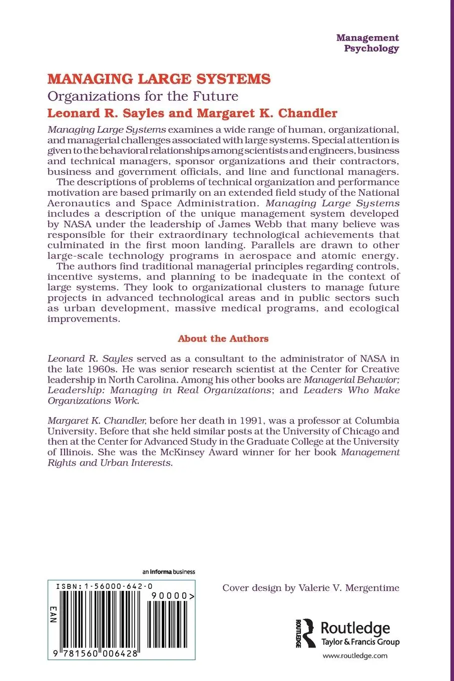 Rückseite: 9781560006428 | Managing Large Systems | Organizations for the Future | Sayles | Buch