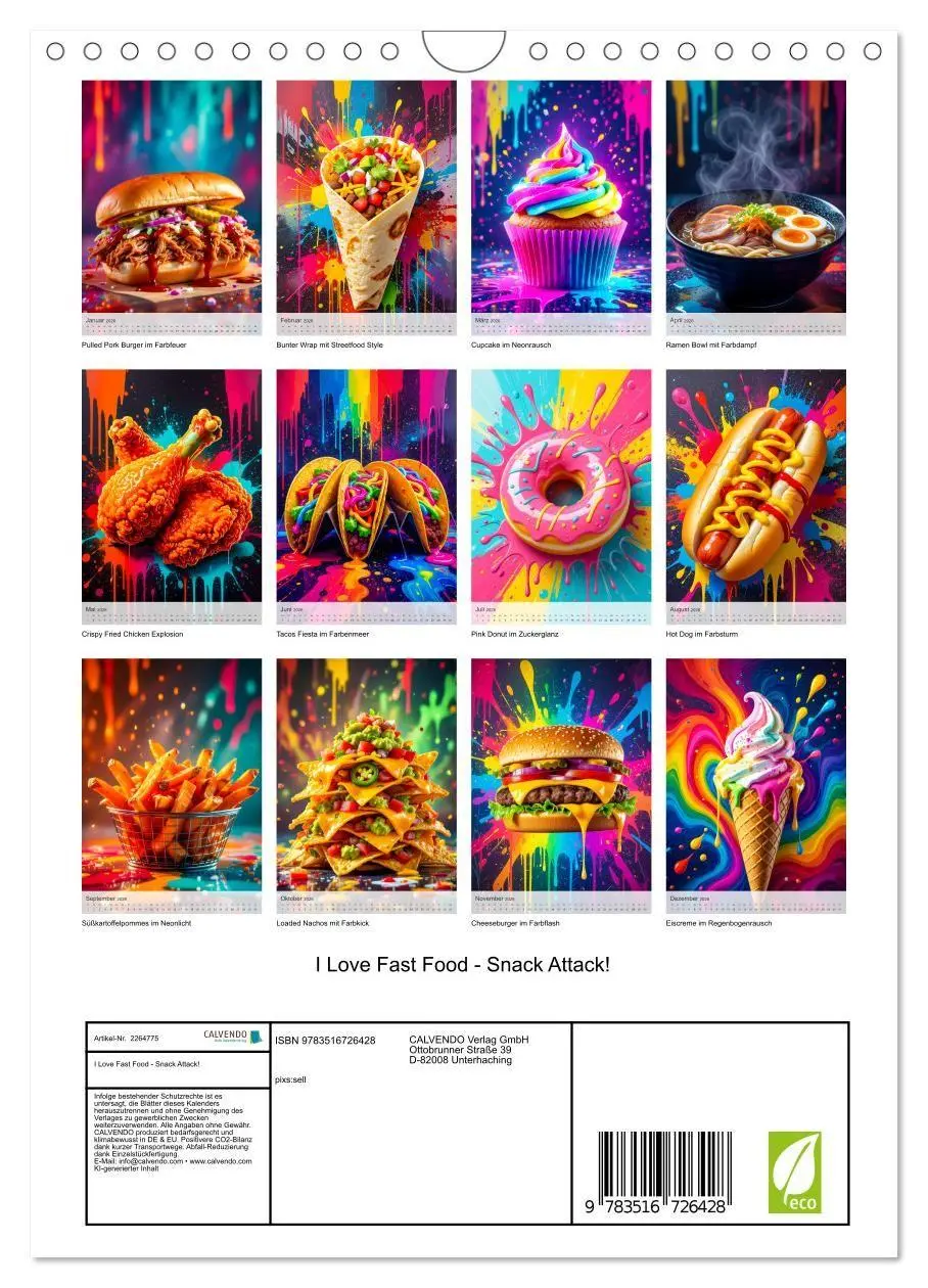 Bild: 9783516726428 | I Love Fast Food - Snack Attack! (Wandkalender 2026 DIN A4 hoch),...