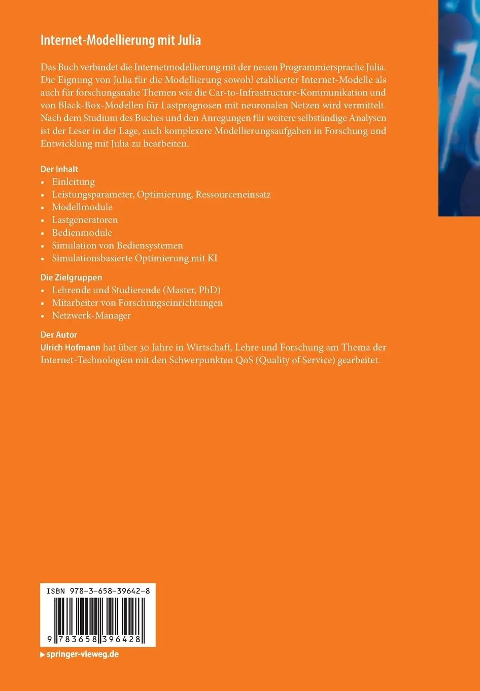 Rückseite: 9783658396428 | Internet-Modellierung mit Julia | Modelle, Algorithmen und Programme
