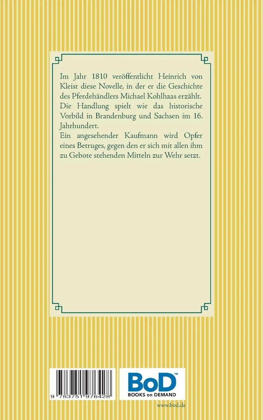 Rückseite: 9783751976428 | Michael Kohlhaas | Band 129 | Heinrich von Kleist | Taschenbuch | 2020