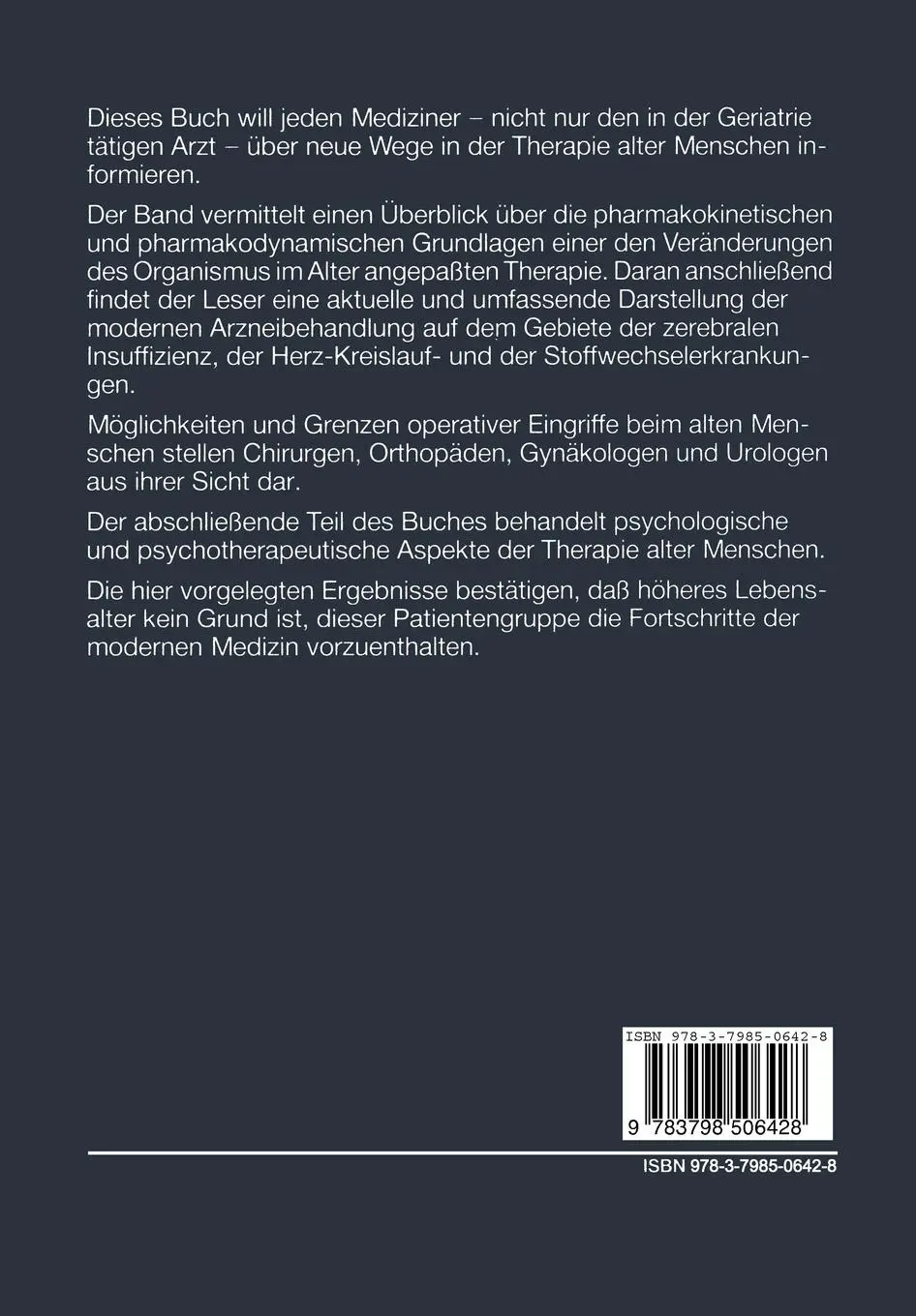 Rückseite: 9783798506428 | Therapie im Alter | B. Kark (u. a.) | Taschenbuch | viii | Deutsch