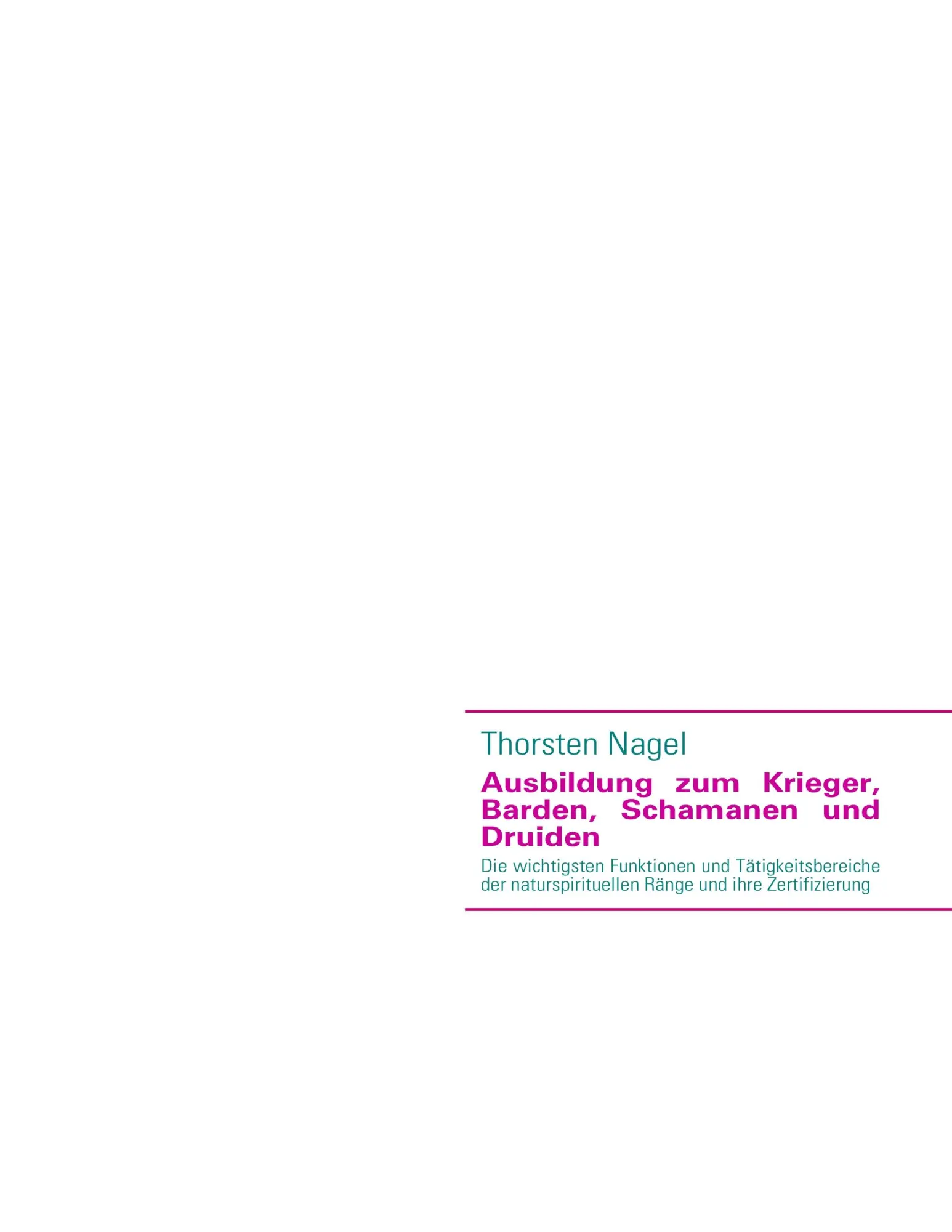 Cover: 9783842366428 | Ausbildung zum Krieger, Barden, Schamanen und Druiden | Thorsten Nagel