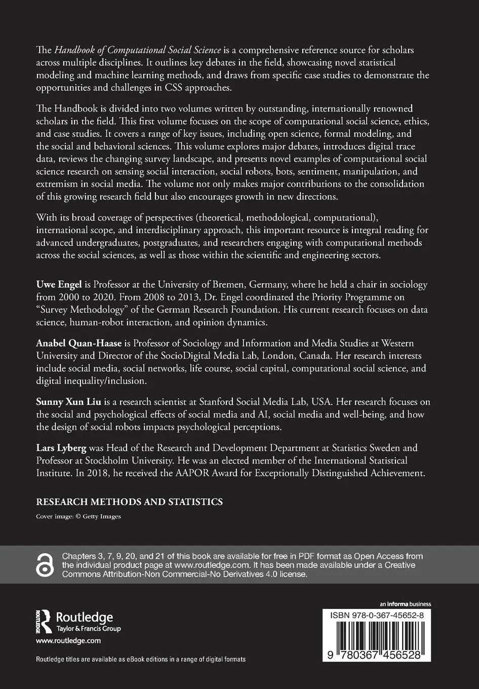 Rückseite: 9780367456528 | Handbook of Computational Social Science, Volume 1 | Uwe Engel (u. a.)