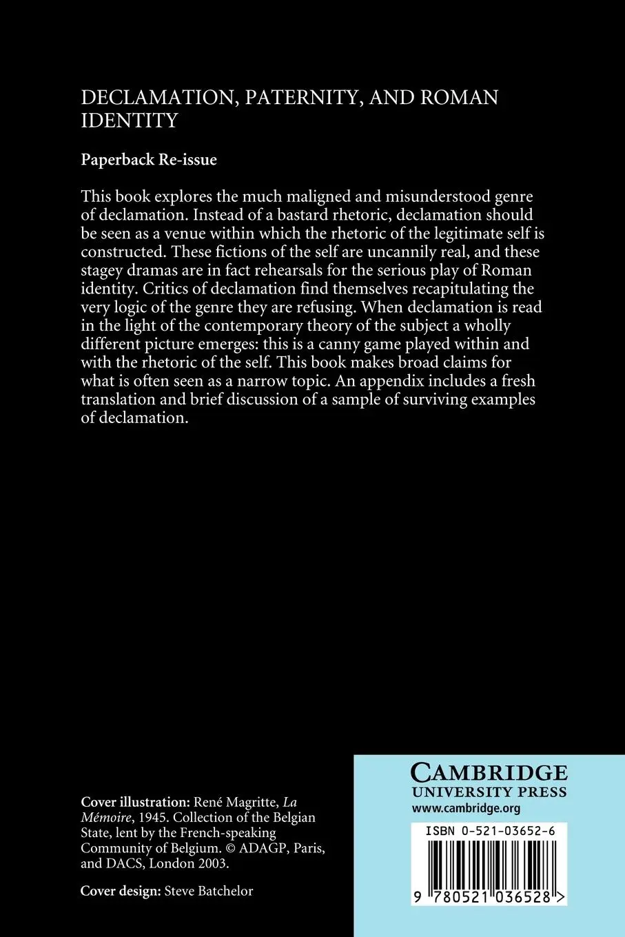 Rückseite: 9780521036528 | Declamation, Paternity, and Roman Identity | Erik Gunderson | Buch