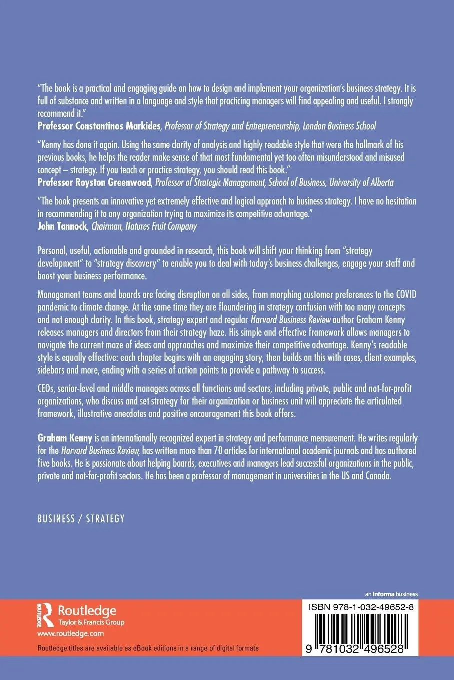 Rückseite: 9781032496528 | Strategy Discovery | Graham Kenny | Taschenbuch | Englisch | 2023