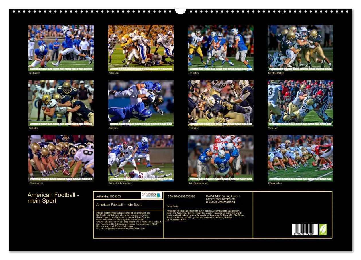 Bild: 9783457556528 | American Football - mein Sport (Wandkalender 2026 DIN A2 quer),...